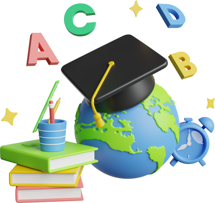 Global Education 3D Illustration